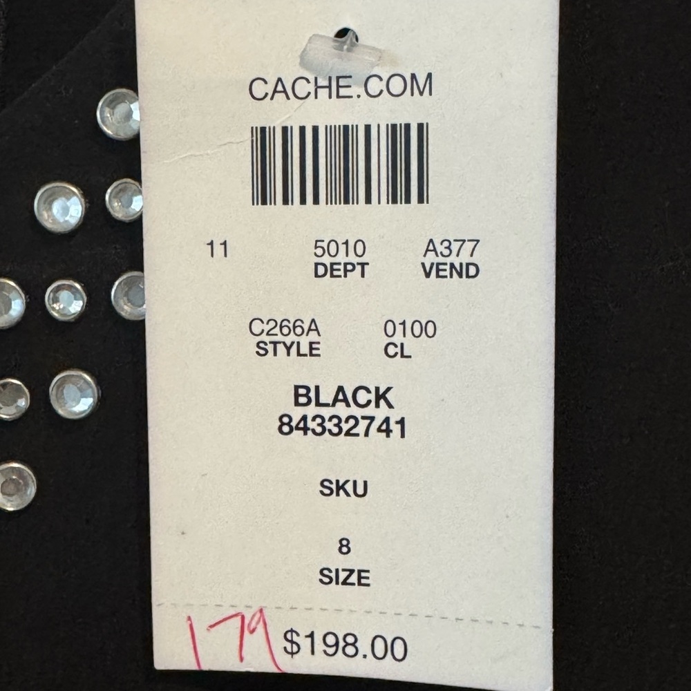 Cache’ Black Cold Shoulder Rhinestone Embellished Ruched Dress - Picture 4 of 6